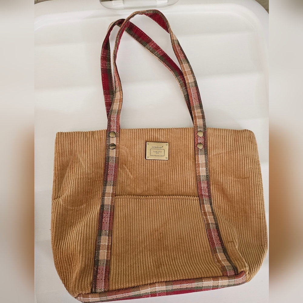 Longaberger homestead corduroy and plaid bag